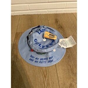 Vintage 1989 Laid Back Golfers Novelty Joke Bucket Sun Hat ~ Light Blue Adult L